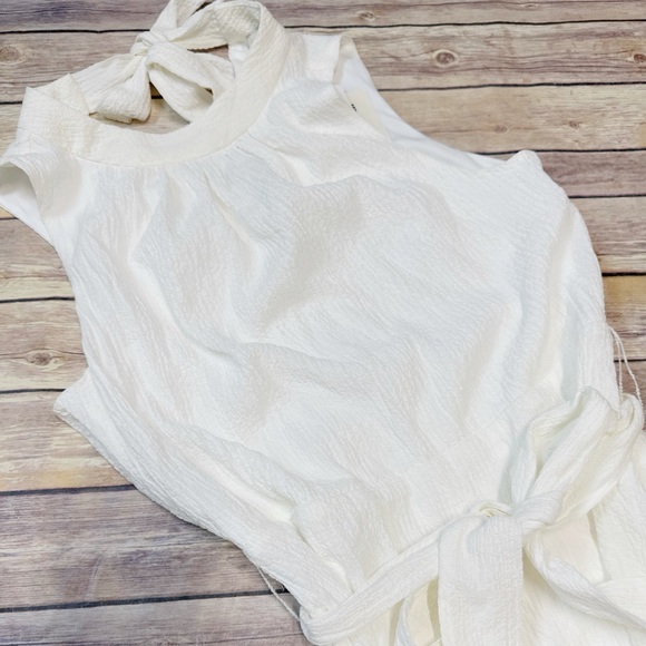Anne Klein Tiered Tie Neck Maxi dress bright white size 6 - Picture 5 of 9